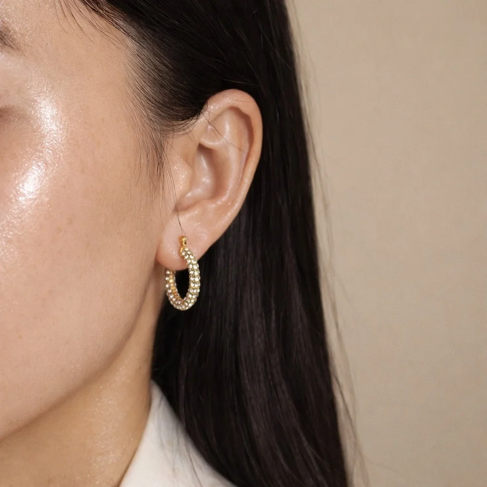 Luna Pavé Hoop Earrings - Picture 3 of 3